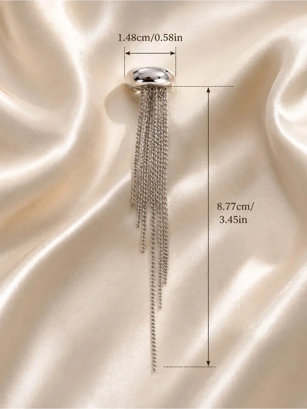 Silver Tone Tassel Ear Cuff Chain Earring Statement Jewelry 1 Pc